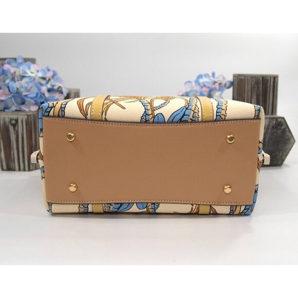 Tory Burch Perry French Cream Climbing Vine Triple Compartment SML Tote Bag NWT - Picture 6 of 7